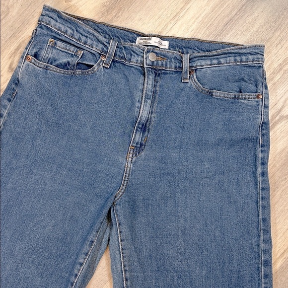 Levi Strauss Signature Gold Jeans | Wide Leg High Rise Blue Heritage Denim Sz 12 - Picture 6 of 8